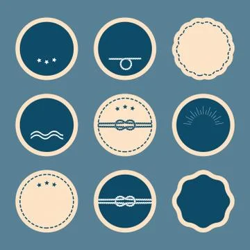 Nautical elements. Blank vector badges and labels. Stock Illustration