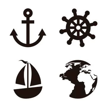 Nautical elements over white background. vector illustration Stock Illustration
