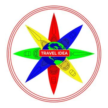 Nautical emblem of kayaking Illustrazione stock