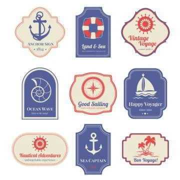 Nautical emblems set 스톡 일러스트