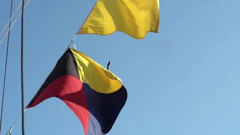 Nautical flags against the blue sky. Stock Footage 169839111