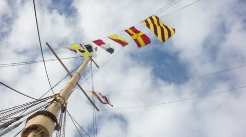 Nautical Flags and Sky Time Lapse Video Stock Footage 37096845