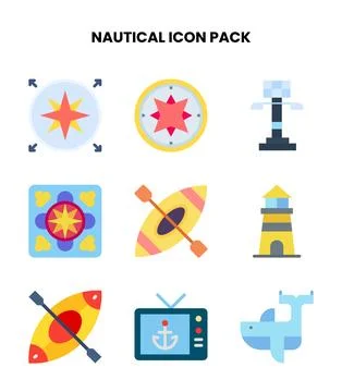 Nautical Flat Scalable Icons Pack Stock Illustration