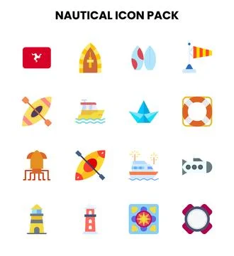 Nautical Flat SVG Icons Pack 스톡 일러스트