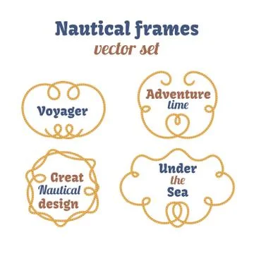 Nautical frames set. Ropes swirls. Decorative vector knots Illustrazione stock