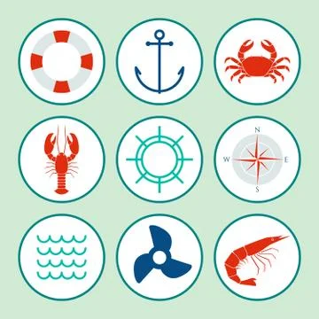 Nautical icon set Illustrazione stock