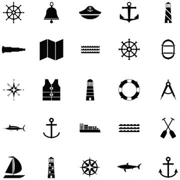 Nautical icon set Stock Illustration