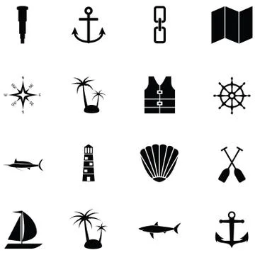 Nautical icon set Stock Illustration