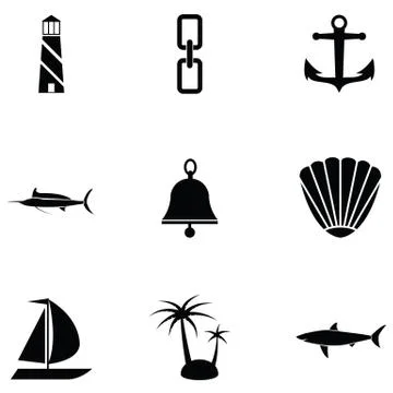 Nautical icon set Stock Illustration