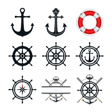 Nautical icon set Stock Illustration