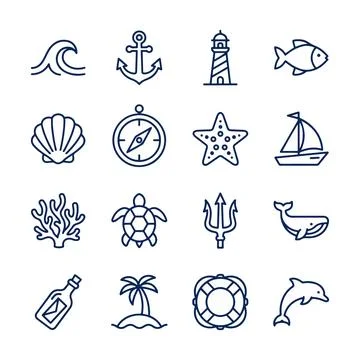 Nautical Icon Set Stock Illustration
