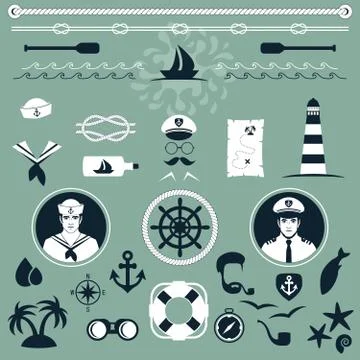 Nautical icons Stock Illustration