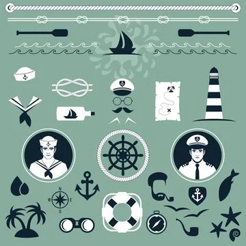 Nautical icons Illustrazione stock