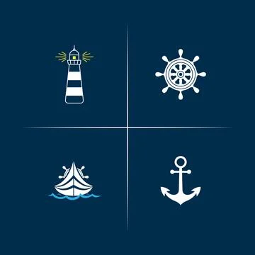 Nautical icons illustration. Vector set. Stock Illustration