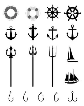 Nautical Icons isolated Stock Illustration