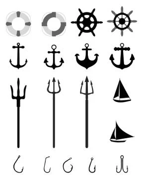 Nautical Icons isolated Stock Illustration