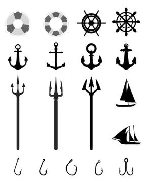 Nautical Icons isolated Stock Illustration
