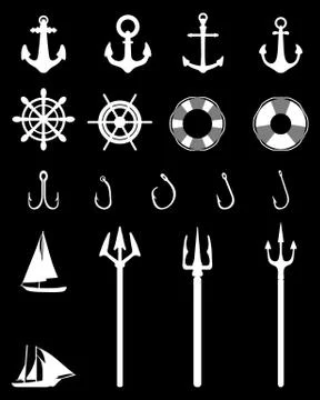 Nautical Icons isolated Stock Illustration