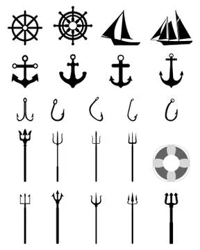 Nautical Icons isolated Stock Illustration