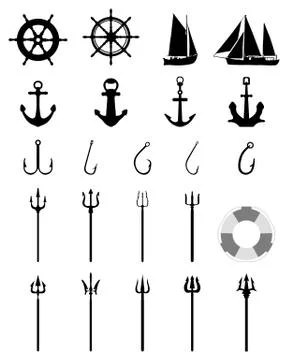 Nautical Icons isolated Stock Illustration
