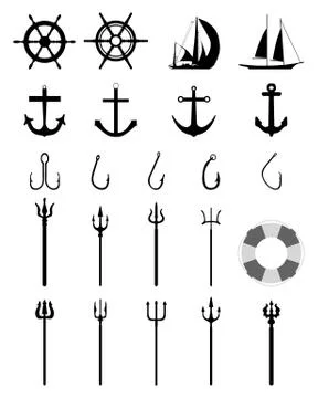 Nautical Icons isolated Stock Illustration