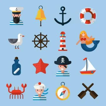 Nautical Icons Set Stock Illustration