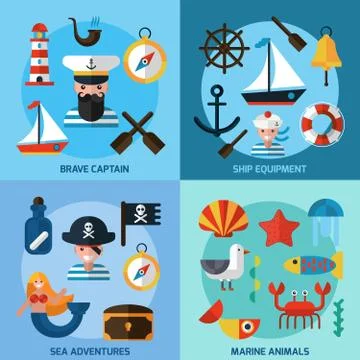 Nautical Icons Set Illustrazione stock