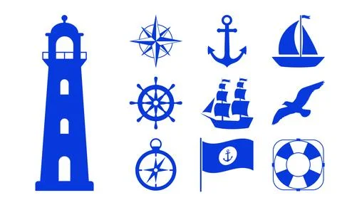 Nautical Icons Set Stock Illustration