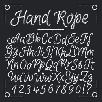 Nautical letters from hand rope. Vector thread alphabet イラスト素材