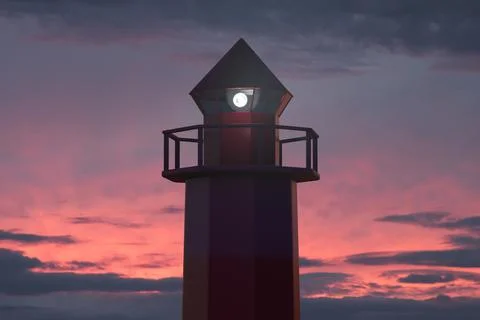 The nautical lighthouse tower against the backdrop of a stunning sunset sky Foto stock
