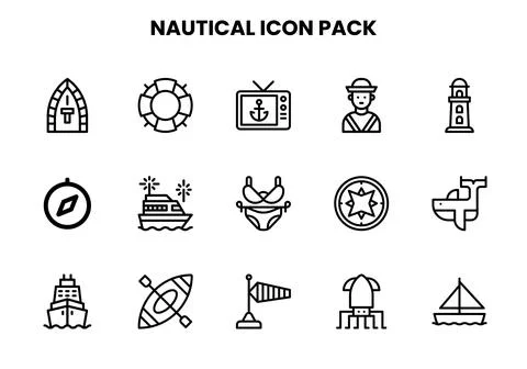 Nautical Line Scalable Icons Pack 스톡 일러스트