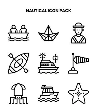 Nautical Line UI Icons Pack Illustrazione stock