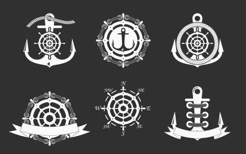 Nautical Logos Templates Set. Vector object and Icons for Marine Labels, Sea Bad Stock Illustration
