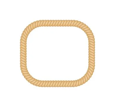 Nautical loops. Vector knots for rope. Realistic knot round and square borders Illustrazione stock