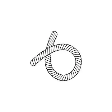 Nautical marine rope loop or knot thin line sketch vector illustration isolated. Stock Illustration