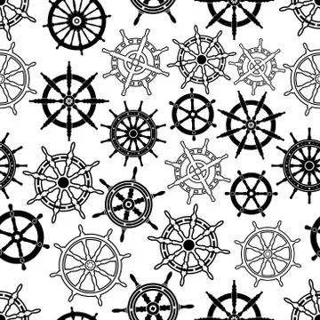 Nautical navigation ships helms seamless pattern Stock Illustration