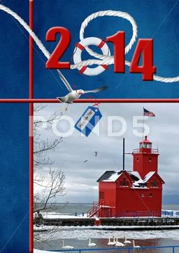 Nautical new year 2014 Stock Illustration