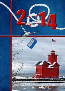 Nautical new year 2014 Illustrazione stock