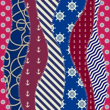 Nautical patchwork pattern Illustrazione stock