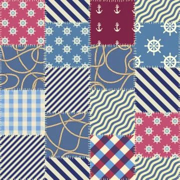 Nautical patchwork pattern Stock Illustration