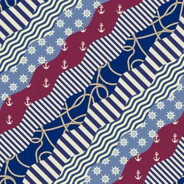 Nautical patchwork pattern Stock Illustration