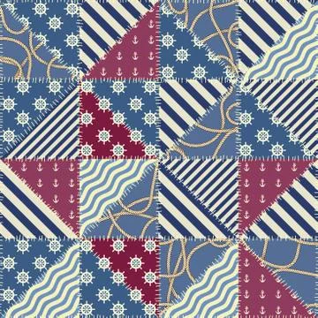 Nautical patchwork pattern Stock Illustration