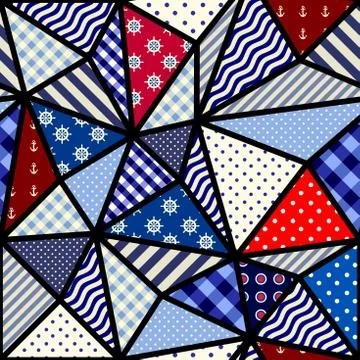 Nautical patchwork pattern Stock Illustration