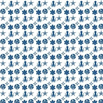 Nautical Pattern with Marine Elements Stock Illustration