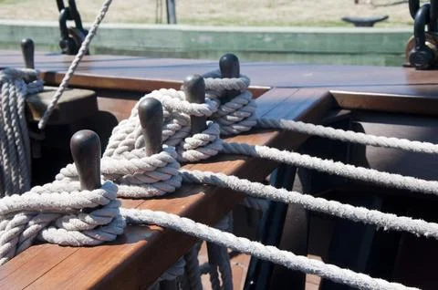 Nautical pattern. Sailing ropes on a ship Stock Photos