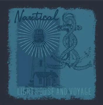 Nautical print tees Stock Illustration