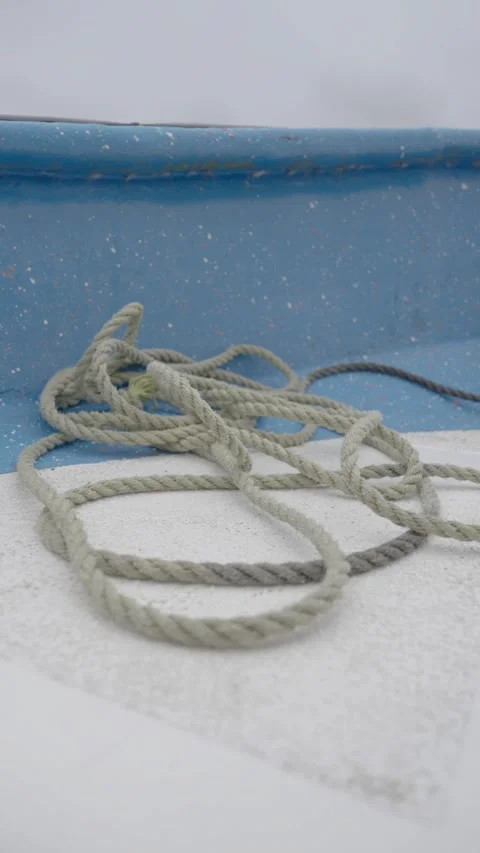 Nautical Rope on Boat Deck Stock Footage 308576409