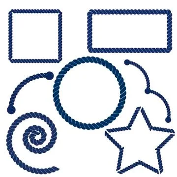 Nautical rope frame vector set Illustrazione stock