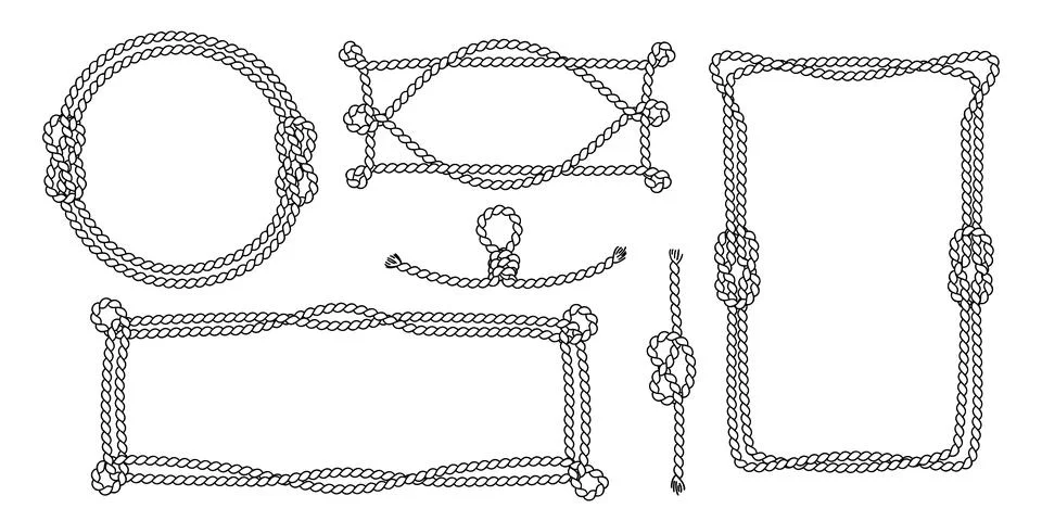 Nautical rope frames and vintage sailor knots Stock Illustration