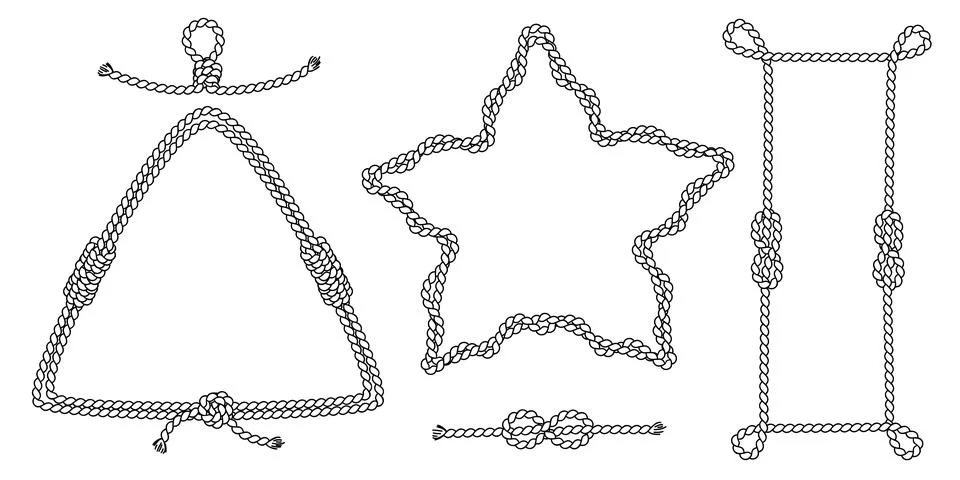 Nautical rope frames set on white background 스톡 일러스트